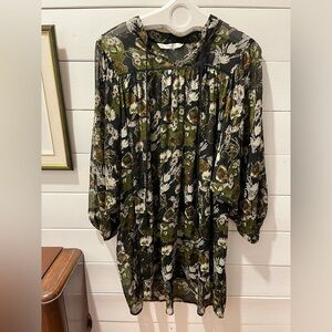 Zara Floral Tunic - Black and Green